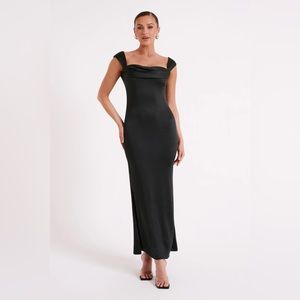 Lacey Backless Satin Maxi Dress
